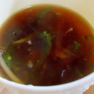 レンジで簡単　菜の花の中華スープ